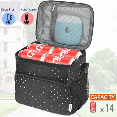 GYEUKHAM Insulated Lunch Bag for Adult/Women/Men, Reusable Large Lunch Box Cooler Soft Leakproof Tote, Thermal Meal Prep Lunch Pail with Adjustable Shoulder Strap for School/Travel/Office, Dot - color: Dot
