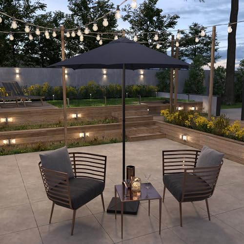Sunline 7.5 ft Patio Umbrella with Crank & Push Button Tilt, Outdoor Market Umbrella with UV Protection & Wind Vent, Metal Frame for Deck, Pool & Table, Navy Blue - color: Navy Blue, size: 7.5 foot