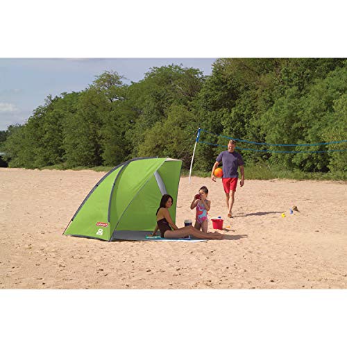 Coleman Beach Shade Canopy Tent Lightweight & Portable Beach Shade Sets Up in 5 Minutes UPF 50+ Sun Protection Includes Sand Bags & Stakes to Withstand Wind Great for Park Yard Picnics - color: Green