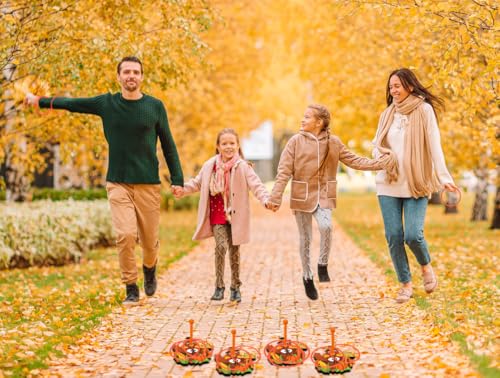 8 PACK Thanksgiving Turkey Ring Toss Game Include 8 Wooden Turkey Target Stands with 8 Plastic Rings Happy Thanksgiving Turkey Toss Game for Girl Boy Adults Fall Family School Party Supplies