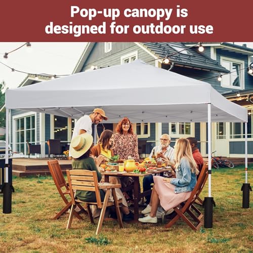 10x10 Pop-Up Camping Tent White, Waterproof Sun Shade Canopy, Portable Outdoor Shelter for Camping, Beach, Garden & Backyard - color: White, size: 10x10ft