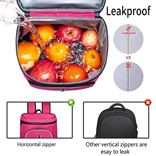 FORICH Soft Cooler Backpack Insulated Waterproof Backpack Cooler Bag Leak Proof Portable Small Cooler Backpacks to Work Lunch Travel Beach Camping Hiking Picnic Fishing Beer for Men Women - color: Rose Red