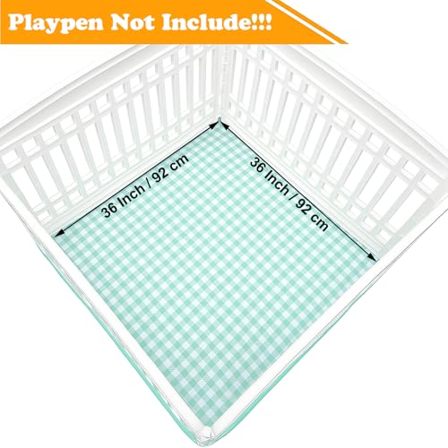 Dog Playpen Bottom Pad Fits for 36 Inch 4 Panels Exercise Pet Playpen, Dog Crate Pad Puppy, Hoop and Loop Design (Note: Playpen Not Included). (GreenCheck) - color: GreenCheck
