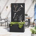 Modern Shade Metal Planter Box with Trellis Privacy Screen, 6x3 FT Large Raised Garden Bed, Multi-Functional Privacy Screen Outdoor with Drainage Holes for Climbing Plants, Perch Meadow - size: 1 PC (Perch & Meadow) with Planter Box