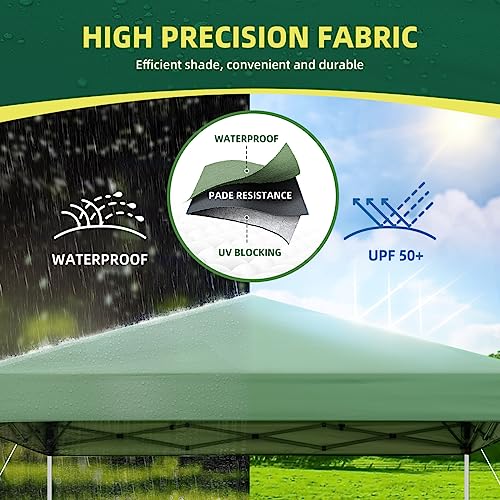 10x10 Pop Up Canopy Tent, Outdoor Instant Sun Shelter - Green, Included 1 x Rolling Storage Wheeled Bag, 4 x Guylines, 8 x Stakes - color: Basic Green