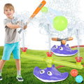 2-in-1 Water Sprinkler Baseball Toy Set for Kids, Summer Outdoor Water Game with 2 Sprinkler Heads, 360° Rotating Sprinkler for Backyard Summer Fun