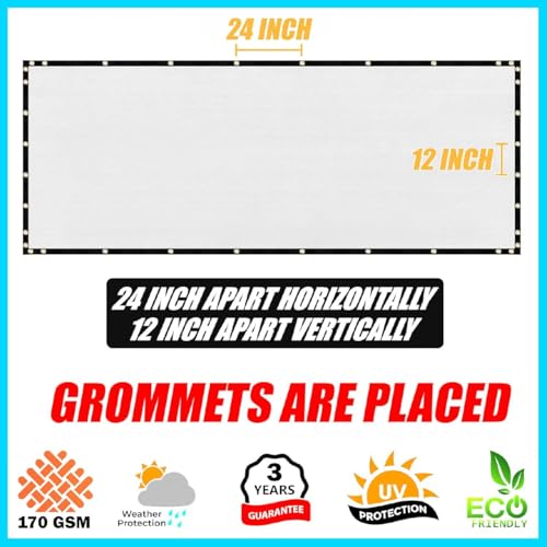 ShadeMart 5' x 25' Fence Privacy Screen White Heavy Duty 170 GSM Fencing Mesh Shade Net with Grommets & Zip Ties, 90% Blockage Fence Screen for Balcony Yard Outdoor Garden Pool (We Customize Size) - color: White, size: 0 5' x 2 5'