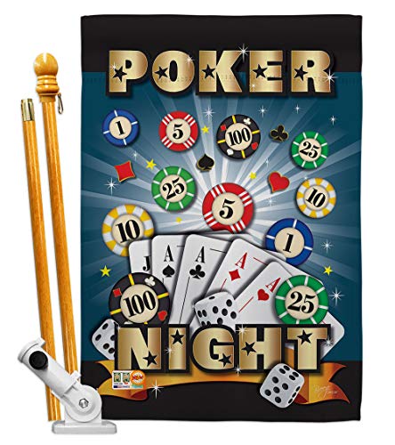 Poker Night House Flag Set Interests Game Bunco Dice Bingo Hobbies Leisure Activity Small Decorative Gift Yard Banner Double-Sided Made In USA 28 X 40