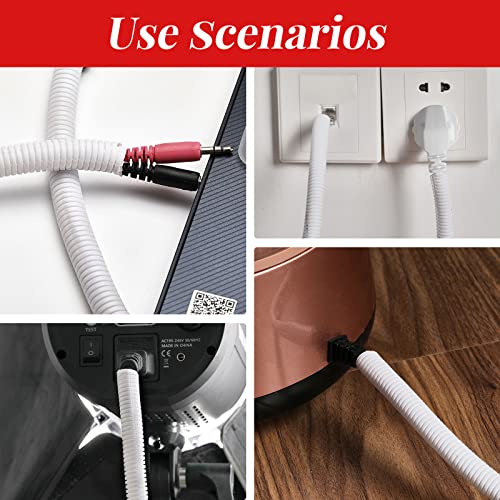 30ft Dog Cat Cord Protector Electric Wires Covers Wire Loom Tubing Protect Wires from Rabbits, Cats and Other Pets White - color: White, size: 30ft