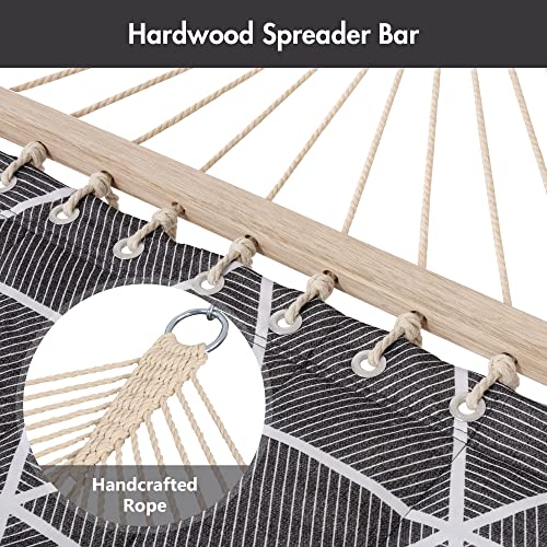 ANOW Outdoor Hammock with Spreader Bars and Detachable Pillow, 2 Person Hammock, 450 LBS Weight Capacity, Gray Cube - color: Gray Cube, size: 2 Person Without Stand