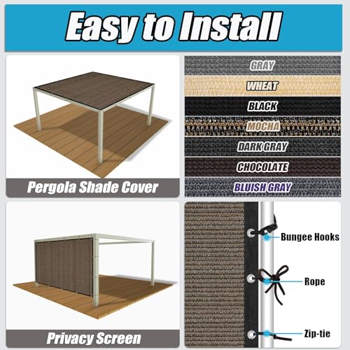 Amagenix 90% Sun Shade Cloth with Grommets, 8' x 10' Pergola Replacement Shade Cover Canopy Privacy Screen for Outdoor Patio Garden, Mocha (We Customized) - color: Mocha, size: 0 8 x 1 0 FT