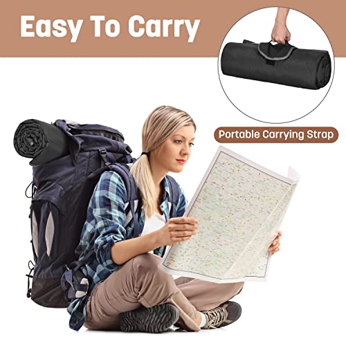 Tirrinia Waterproof Outdoor Blanket with Sherpa Lining, Windproof Triple Layers Warm Comfy Foldable for Camping Stadium, Beach, Picnic, Grass, Concerts, Car, Dog, 51''X 59'' & 59''X 80'' - color: Black/Grey, size: 66” x 90”
