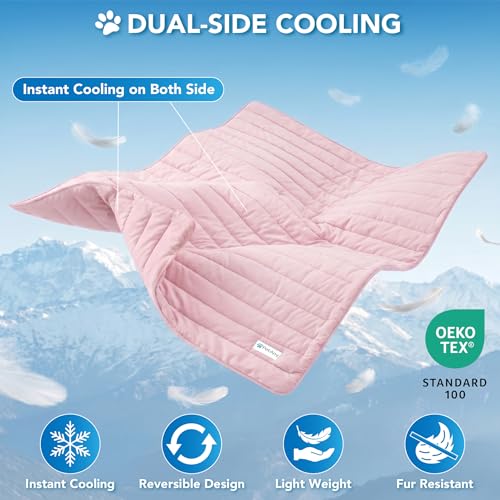PetAmi Dog Cooling Mat, Q-Max Pet Cooling Blanket with Thick Cushioning, Self Cooling Pad for Dogs & Cats, Reversible Summer Mat for Crate, Couch, Kennel, Pink, Large (40x60) - color: Pink, size: Large (40x60)