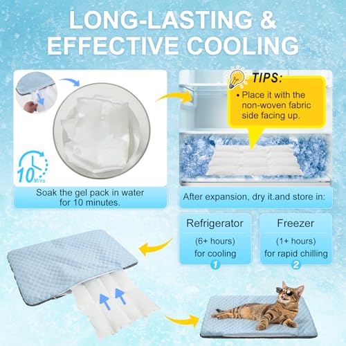 BEAUTYZOO Cooling Mat for Cats & Dogs -26" X 17" Ice Silk Cat Cooling Mat, Dual Sided Cool Pad for Crate Kennel, Indoor Kitten Cool Sleeping Bed for Summer, Arc-Chill Cool Fiber Q-MAX >0.45 Washable