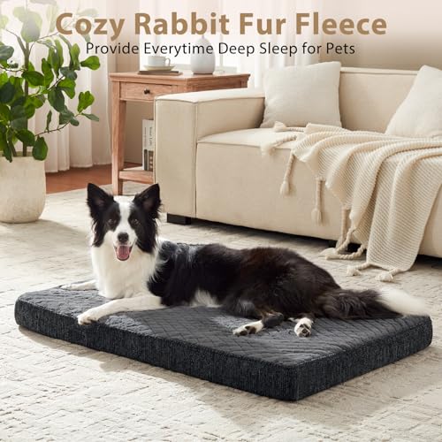 JOEJOY Orthopedic Dog Bed for Small Dogs, Washable Dog Crate Bed Small Sized with Removable Cover, Egg Memory Foam Pet Beds, Grey, 23"x17" - color: Grey, size: S(23"x17")