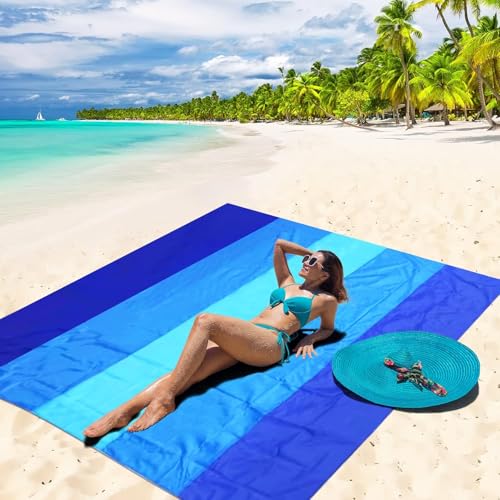 Beach Blanket 78''X81'' 4-7 Adults Quick Drying Outdoor Picnic Mat Accessories for Travel, Hiking，Drying&Compact&Lightweight,Picnic Mat Vacation Essentials for Beach Camping Travel