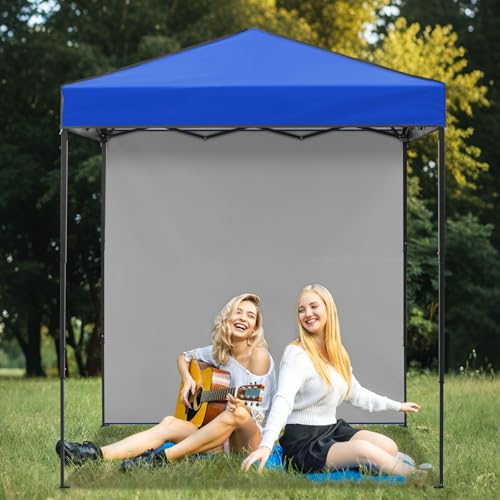 EAGLE PEAK 6x4 Instant Pop Up Canopy Tent with 1 Side Wall Panel, Straight Leg Sun Shelter, Portable Canopy with Carry Bag for Camping, Beach & Sports, Blue - color: Blue, size: One Wall