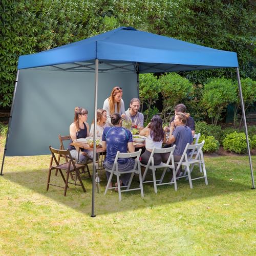 GDY 10x10 FT Pop Up Canopy Outdoor Instant Tent Slant Legs with a Sidewall,Equipment Vents, Portable Gazebo Shelter for Patio, Deck, Beach and Garden,Sky Blue. - color: Blue