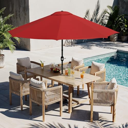 LUE BONA 10FT Patio Umbrella, Waterproof Outdoor Market Umbrella with Easy Crank & Tilt, Patio Table Umbrella for Deck Garden Backyard Pool, Bright Red - color: Bright Red