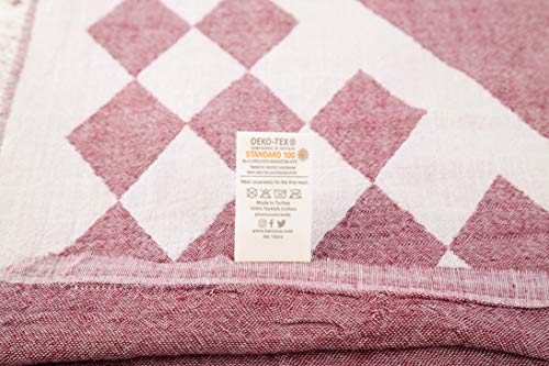 Bersuse 100% Cotton Bahamas XL Throw Blanket Turkish Towel Beach Blanket - Beach Camping Essentials - 75x90 Inches, Burgundy - color: Burgundy