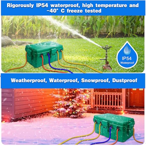 Hrensaw Medium Outdoor Electrical Box(10.6x5.5x4.5inch),IP54 Waterproof Extension Cord Cover w/6 Cable Entry,Weatherproof Connection Box Protect Power Strip,Timer,Plug,Holiday Lights,Green - color: Green, size: Medium
