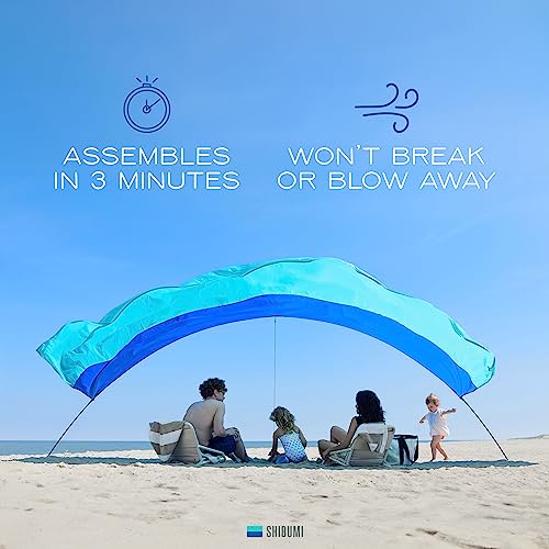 Shibumi Shade® (2.0 Version) - World's Best Beach Shade. The Original Wind Powered® Beach Shade. Lightweight, Easy to Set up and Great for Groups up to 8 People