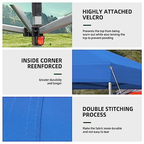 10x10 Pop Up Canopy Tent, Outdoor Instant Sun Shelter - Blue, Included 1 x Rolling Storage Wheeled Bag, 4 x Guylines, 8 x Stakes - color: Basic Blue