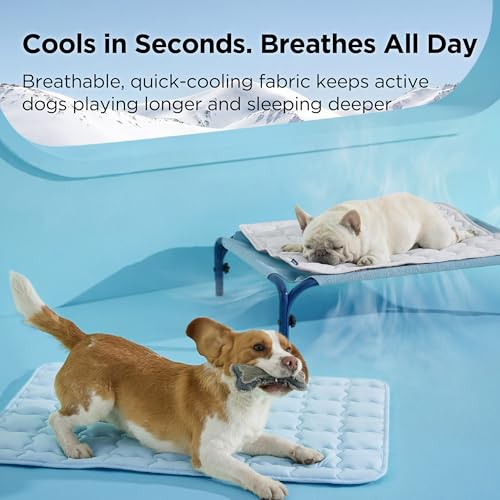 Bedsure Cooling Mat for Large Dogs, Q-Max>0.5 Thin Breathable Cold Crate Pad for Pet, Portable Washable Kennel Bed for Summer Active Dog with Chill Cool Soothing Fabric to Rapid Cooling, 35x23, Grey - color: Pearl Grey, size: 35" x 23" (L-Crate)