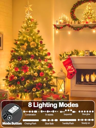 1000 LED Christmas Lights Outdoor Indoor, Super Long 330 FT Green Wire Plug In String Lights with Memory & Timer & 8 Modes, Waterproof Fairy Light for Tree Party Garden Patio Xmas Decor, Warm White - color: Warm White, size: 1000LED