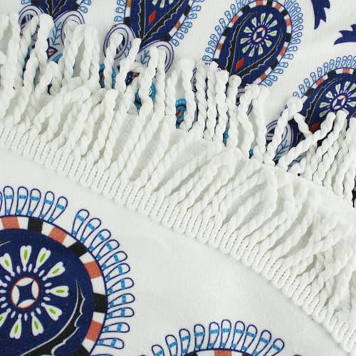 Violet Mist Purple Mandala Round Beach Blanket 60" Hippie Boho Microfibre Beach Towel Throw with Fringe Large Sand Free Circle Beach Blanket with Tassels for Women Travel Swimming Pool Picnic Towel - color: Mandala