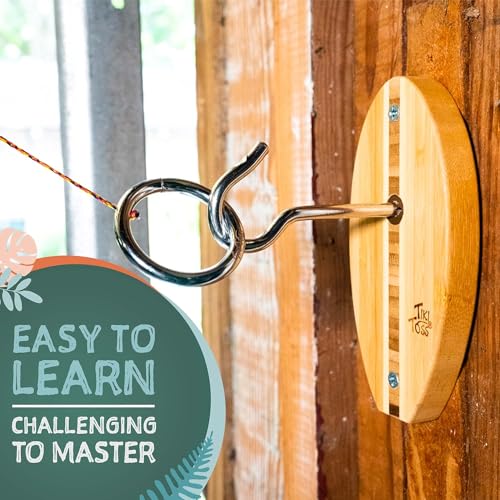 Tiki Toss Ring Toss Game for Adults - Hook and Ring Games with String and Hooks for Indoor/Outdoor Use, Man Cave Decor & Stuff, Gifts for Men/College - Standard or Deluxe 12.3" / Tiny 5" - color: Tiny 5 Inch