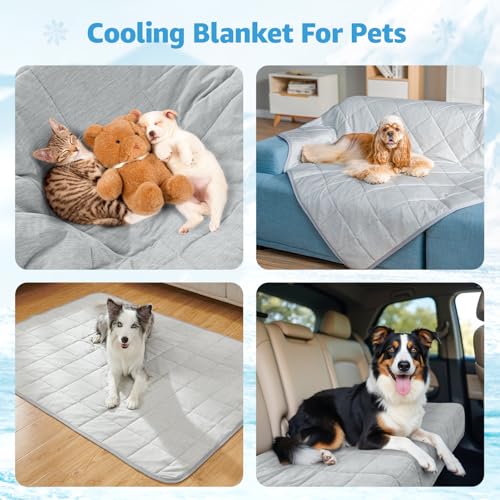 Cooling Blanket for Dogs, 0.4 Q-MAX Dog Cooling Blanket Washable, Cool to Touch Pet Blanket Cooling Comforter Throw for Bed Cover, Soft Lightweight Cold Mats for Pet Summer Sleeping (30"×40"/Grey) - color: Grey, size: 30" x 40"