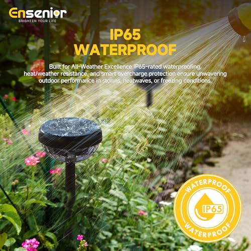 Ensenior 10-Pack Solar Lights Outdoor, Auto ON/Off 6500K LED Solar Garden Lights for Pathway, Yard, Patio, Walkway, Flower Bed, Halloween Christmas Landscape Lighting, IP65 Waterproof, Flag Lights - color: Cool White, size: Pack of 10