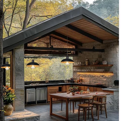 3X Battery Operated Outdoor Chandelier for Gazebo Pendant Light Industrial Hanging Lamp with Remote Decorative Lights Lantern Indoor Powered by 4*AA Batteries for Porch Pavilion Camping