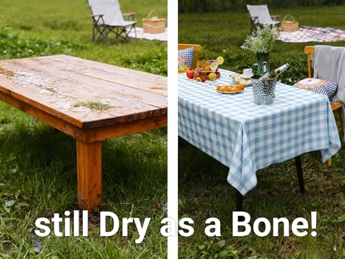 Waterproof Tablecloth, 6ft Table Cover Fitted for Picnic,Camping,Plastic Table Cloth, Heavy Duty Rectangle Tablecloth for Outdoor Party,Kitchen, Birthday, Wedding, Christmas,Decor-72x30inch-blue - color: Light Blue and White