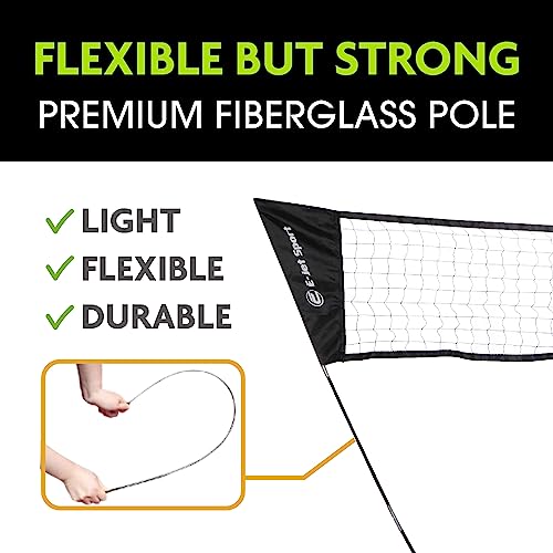 Badminton Net, Portable & Instant Setup (Tool Free Assembly) - Backyard Fun, Beach Park Picnic Outdoor Games