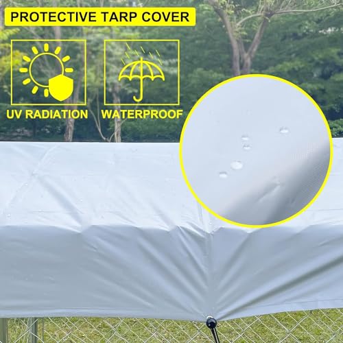 Large Outdoor Dog Kennel, Heavy-Duty Dog Enclosure with Waterproof Cover and Roof, Pet Playpen with for Yard with Cover 6.6'L x 6.6'W x 5.2'H - size: 80.0"L x 80.0"W x 60.0"H