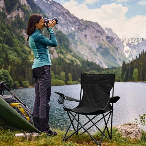2 Pack Portable Camping Chairs Folding Lawn Chair Outdoor Lightweight Beach Chair with Cup Holder & Carry Bag for Outside Sports, Fishing, Hiking, Travel, Picnic, Backyard (Black-Dark) - color: Black-dark, size: 2pack