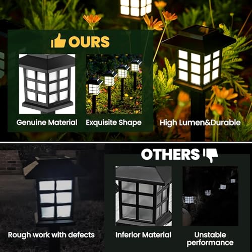 GIGALUMI Solar Outdoor Lights，10 Pack LED Solar Lights Outdoor Waterproof, Solar Walkway Lights Maintain 10 Hours of Lighting for Your Garden, Landscape, Path, Yard, Patio, Driveway - color: Warm White, size: 10 PACK