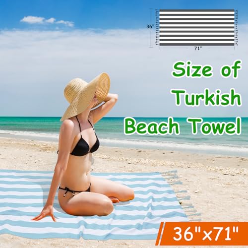 Set of 6 Turkish Beach Towel, Cotton Beach Towels, 36 x 71 Inches Turkish Towel, Sand Free, Quick Dry, Lightweight Beach Towels for Adult Blue - color: Blue, size: 6 Pack