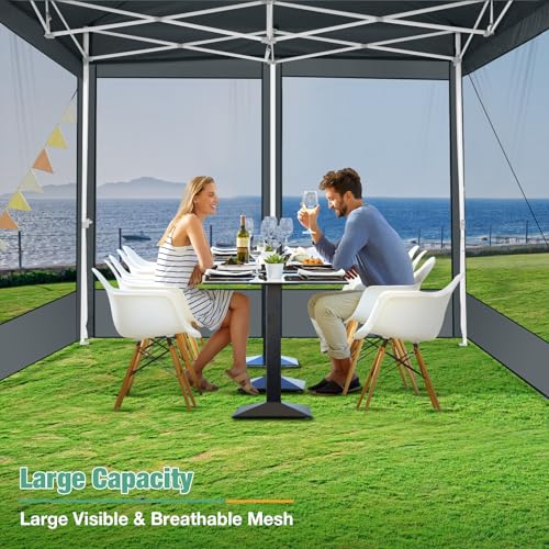 COBIZI 10x10 Canopy Tent, Heavy Duty Pop up Canopy with Sidewalls, Waterproof Easy Set up Tent with Mosquito Netting, Outdoor Instant Screen Tents for Parties, Wedding, Backyard with Carry Bag, Gray - color: Light gray, size: 10x10ft