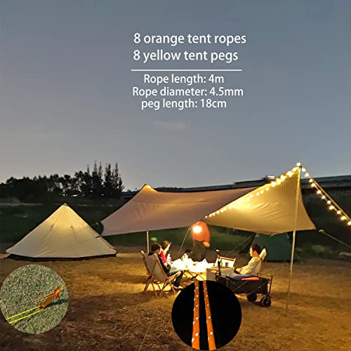 16x16 ft Large Camping Tarp Waterproof Hammock Rain Fly Camping Awning Khaki (Including Poles) - color: Khaki (Including Poles)