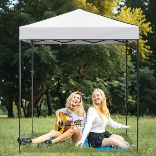 EAGLE PEAK 6x4 Instant Pop Up Canopy Tent, Straight Leg Sun Shelter, Portable Canopy with Carry Bag for Camping, Beach & Sports, White - color: White, size: No Wall