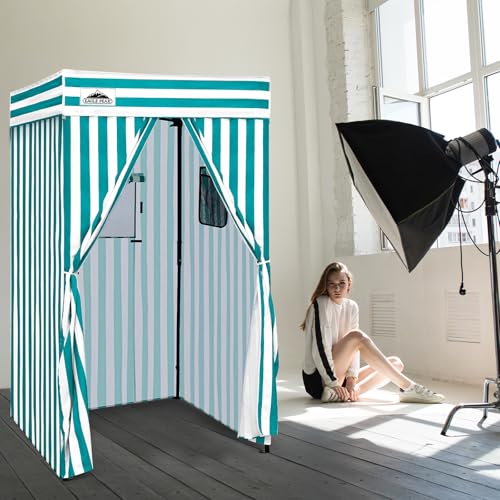 EAGLE PEAK Flex Compact 4x4 Pop-up Canopy Changing Room, Portable Privacy Dressing Room for Indoor Fashion Photoshoots, Camping, or Pool, White/Light Blue - color: White/Light Blue, size: 4x4 ft
