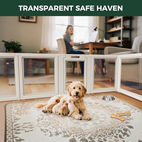 FXW AuraSpace Acrylic Indoor Dog Playpen for Puppies and Small Dogs, 24 Inch, 10 Panels, White - color: White, size: 24"H