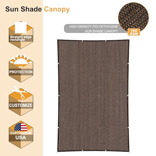 2' x 2' Brown Sun Shade Sail Straight Edge with Grommets UV Block & Water Permeable Canopy Cover for Patio, Garden, Backyard, Yard & Outdoor - color: Brown, size: 2' x 2'