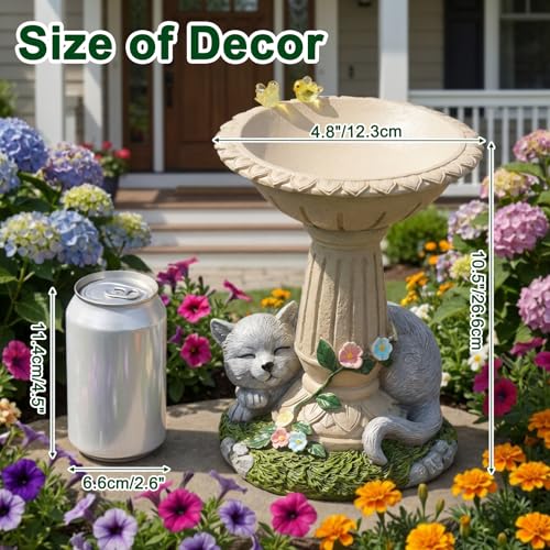 Lyeasw Cat Statue Garden Decor with Bird Feeder Outdoor Yard Decor – Weatherproof Resin Outdoor Patio Porch Lawn Art – Unique Birthday Gifts for Bird Lovers Mom Grandma Women - color: Cat Bird Feeder