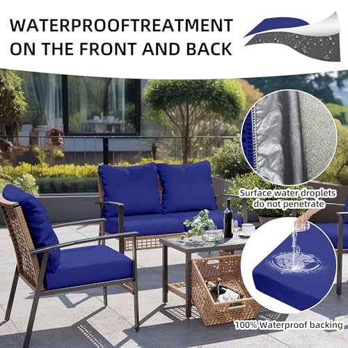 14Pcs Outdoor Cushion Covers, Patio Cushion Covers,Stretch Elastic Slipcovers, Replacement Washable & Reusable Furniture Protector for Patio Couch (Lake Blue,Cover Only) - color: Lake Blue, size: 14Pcs-Solid color