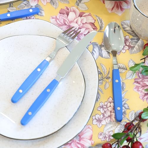 ANNOVA Silverware Set, Retro/Rivet Colorful Stainless Steel Tableware Kitchen Flatware Set Utensils, Includes Dinner Knives, Forks, Spoons, Salad Forks & Dessert Spoons (Sapphire Blue, 20 Pieces) - color: Sapphire Blue New, size: 20 Pieces