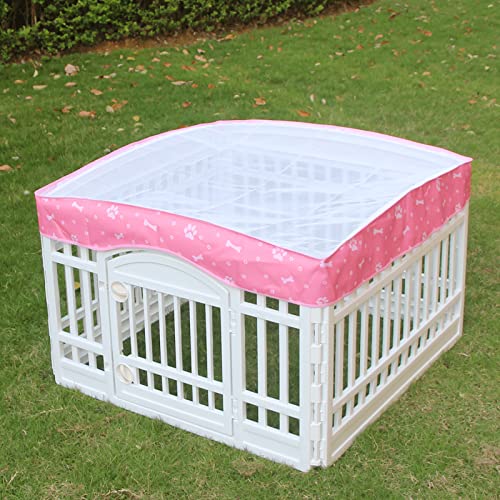 Dog Playpen Mesh Top Cover for 36" Inch Pet Playpen with 4 Panels,[ Note: Playpen Not Included] Dog Crate Cover Pet Tent Puppy Play Pen Cover, Ideal for Indoor/Outdoor Use. (Pink) - color: Pink